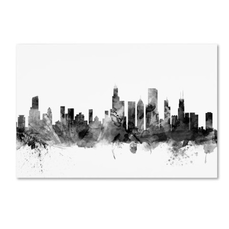 Michael Tompsett 'Chicago Illinois Skyline B&W' Canvas Art,12x19